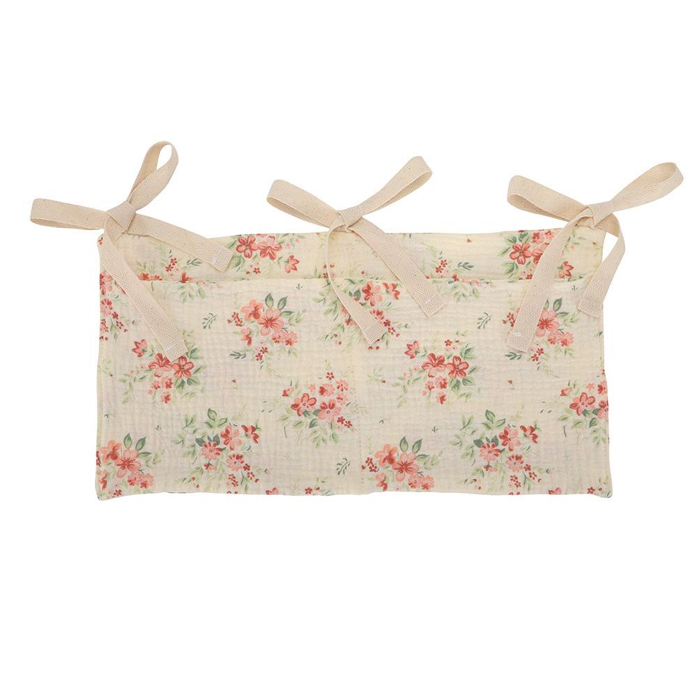 Baby Crib Organizer Cot Caddy Bed Storage Bag 2 Pockets Bedside Hanging Diaper Pure cotton Organizer for Diapers Toys Clothing