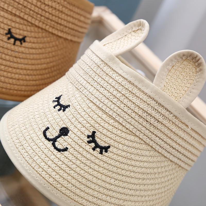 Children's Spring and Summer Sun Hat with Adorable Rabbit Ears - Cute, Cartoon Design for Boys and Girls, Offering UV Protection.