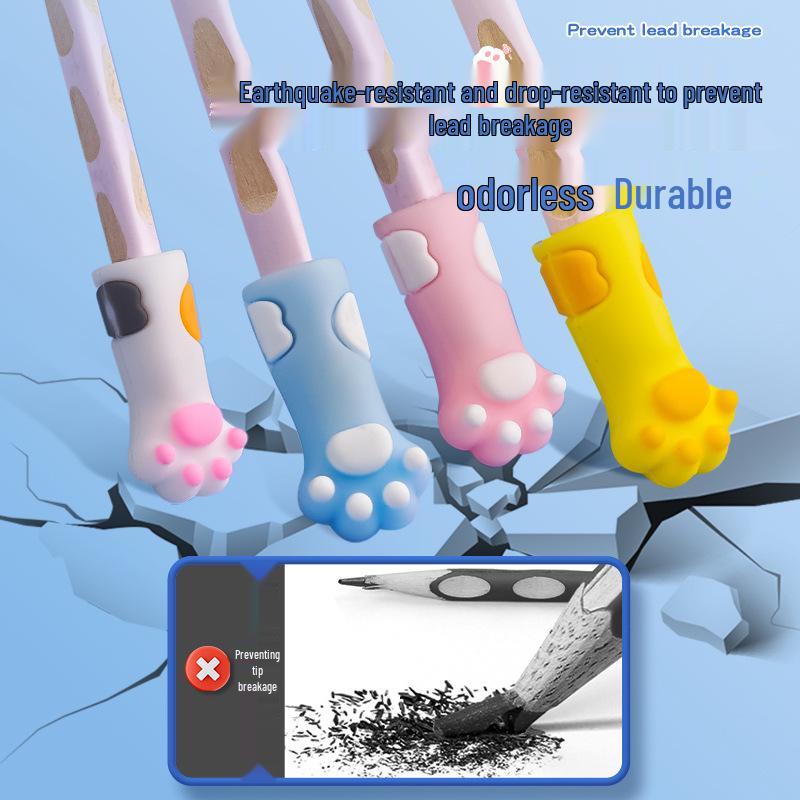 Cute Cat Paw Silicone Pen Cap - Soft Rubber Cartoon Pencil Topper for Girls & Kids, Universal Fit