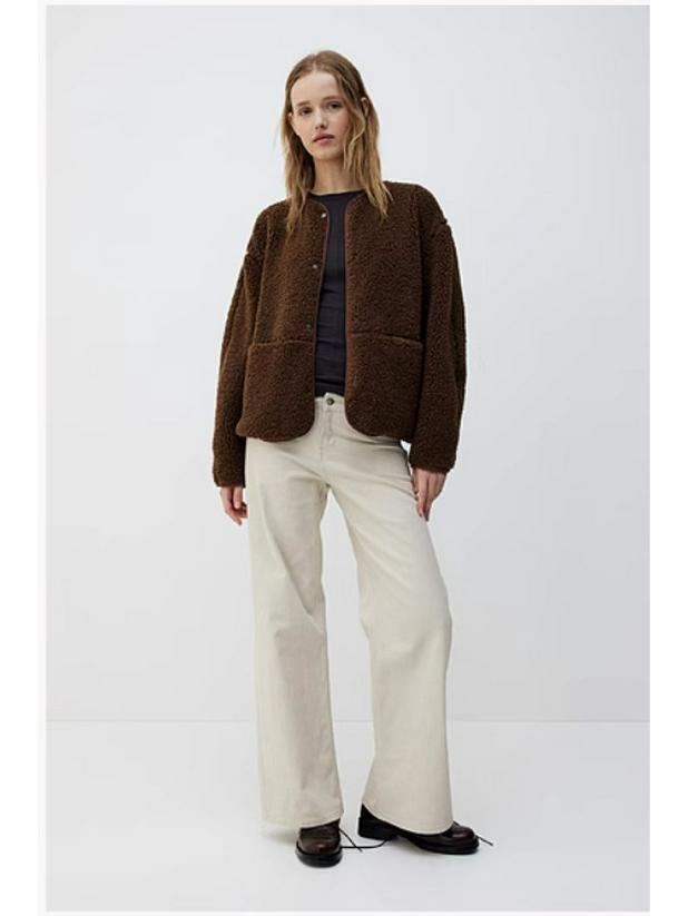 Women's Autumn Plush Teddy Fleece Jacket - European & American Style, Round Neck, Casual, Solid Color.