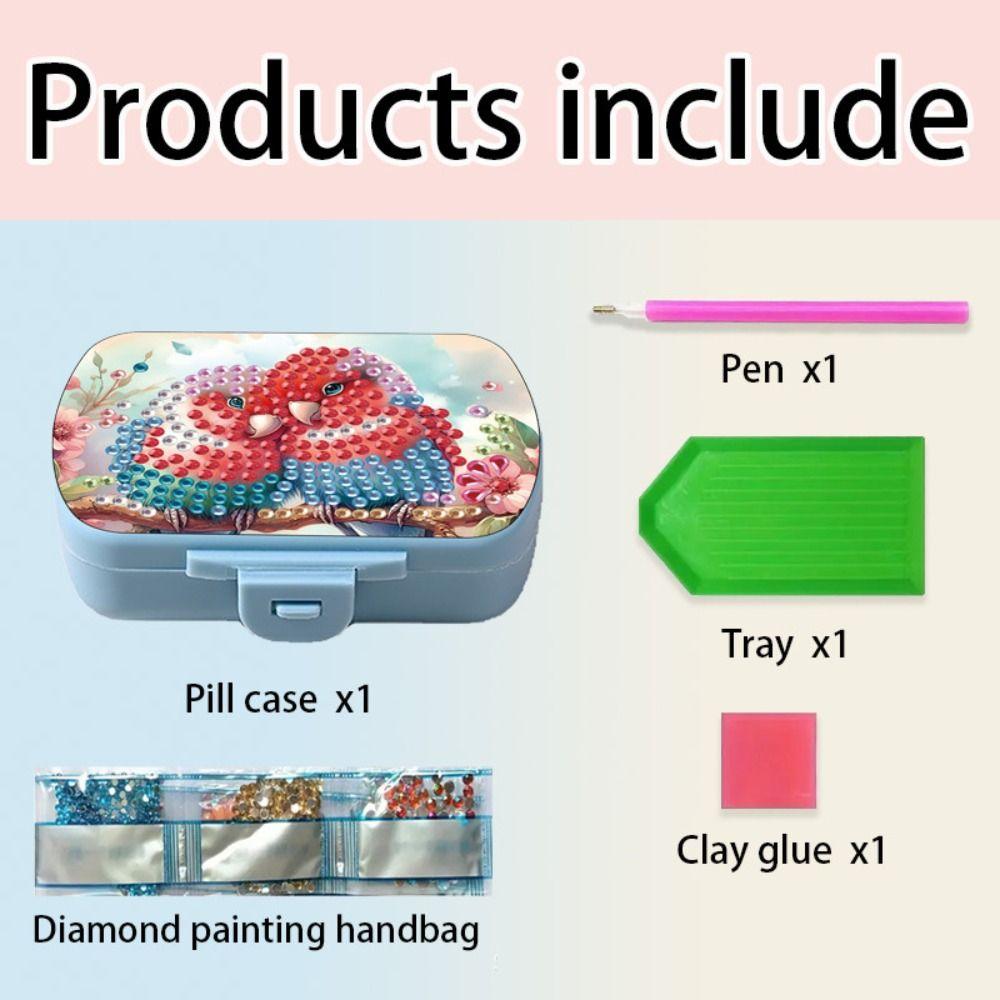 Mini 6 Grid Diamond Painting Pill Case Classification Storage Moisture-proof Pill Dispenser Portable Drug Storage Box