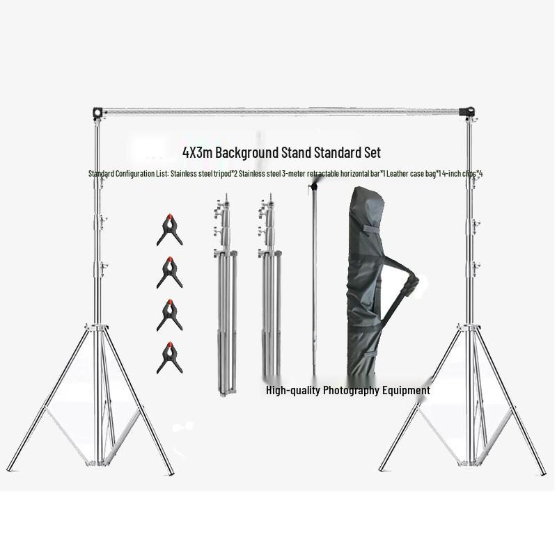Photography C-Type Light Stand, Stainless Steel, 2.8m & 4m, with Spring Buffer and Three-Way Head Design.