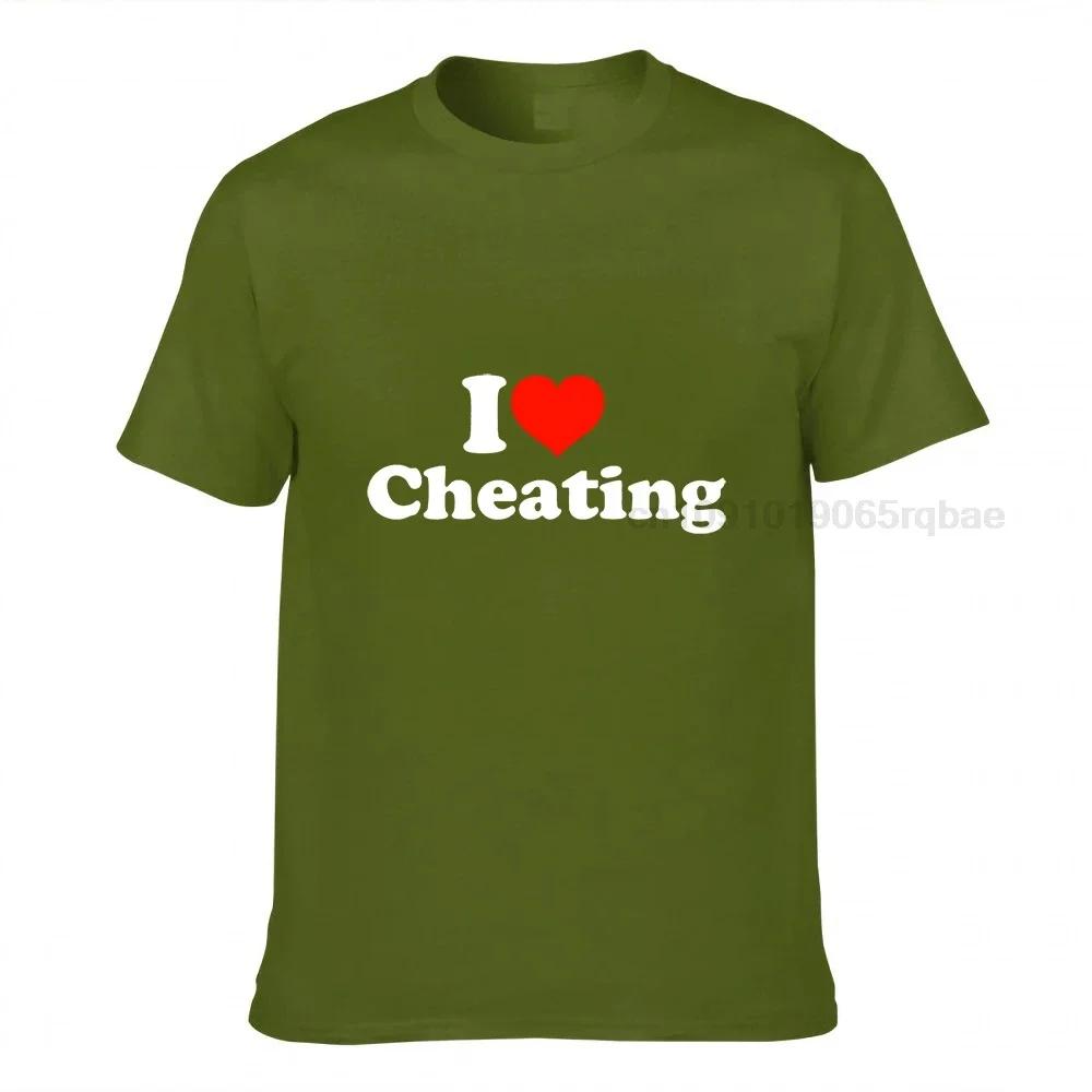 I Love Cheating Unisex Letters T Shirts Heart Graphic Unisex Print Tee Shirts Plus Size Pure Cotton Crew Neck Unisex Tops Shirts