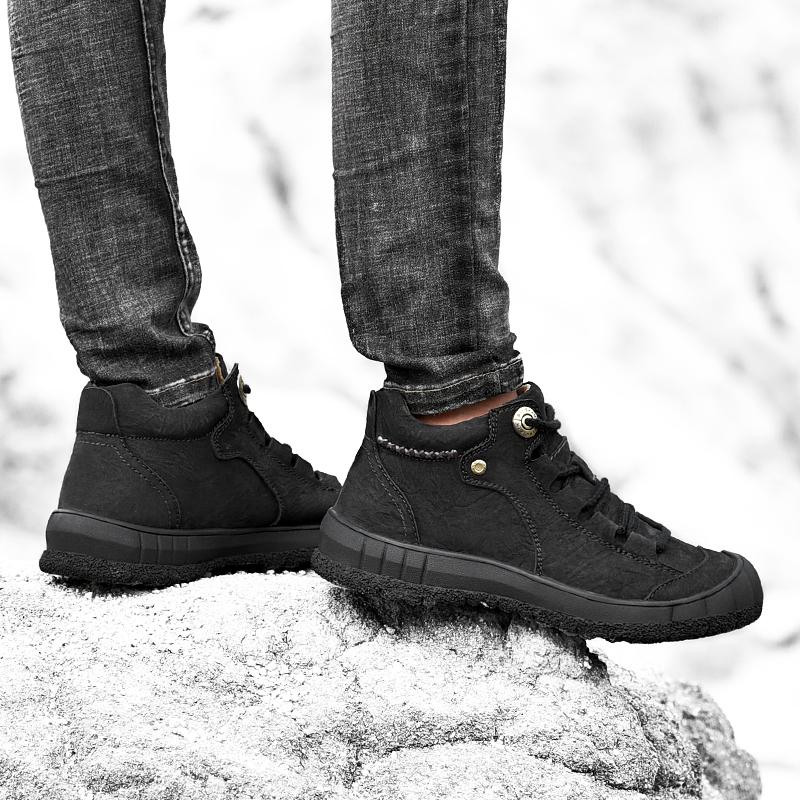 Echtes Leder Herren Schuhe Sneakers Wasserdichte Outdoor Herren Stiefel Bequeme Herren Wanderschuhe