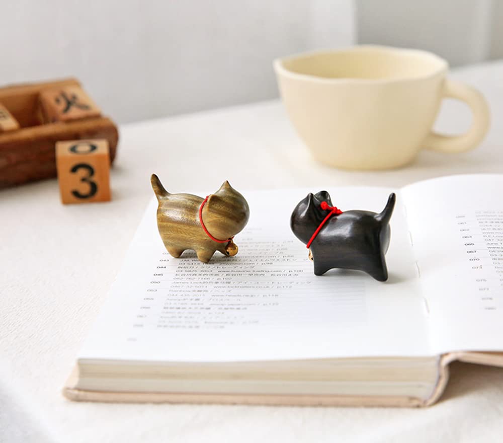 WOWTAC Wooden Cat Entryway Interior Good Birthday Gift Maneki-neko Figurine, Accessory, Decoration, Luck, (Green Sandalwood)