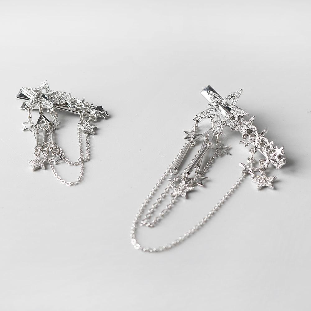 Tassel Star Hair Clip Delicate Sparkling Personality Sweet Cool Style Diamond Studded Side Clip High-end Straight Duckbill Clip