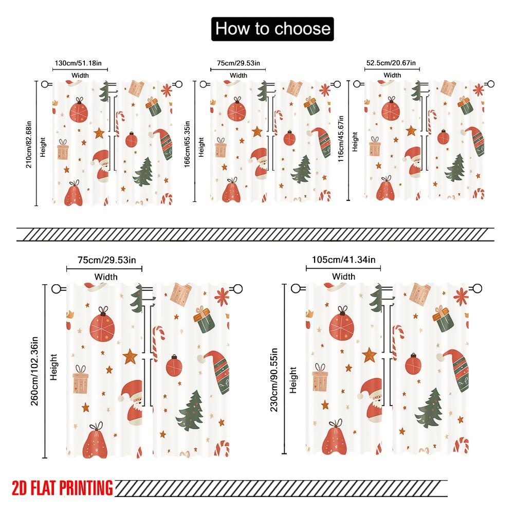 2 Stück, 2D-Flachdruck Beliebte Vorhänge Weihnachtsglocken Geschenke Strümpfe (2) Strapazierfähiger 100% Polyesterstoff (ohne Stange)
