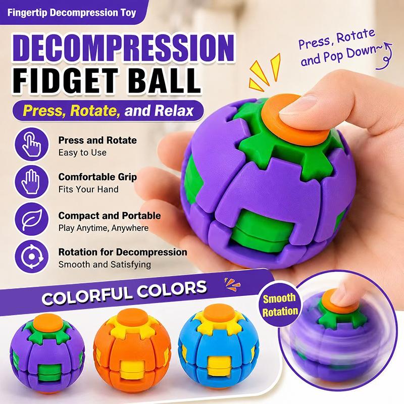 3D-gedruckter Fingerspitzen-Spin-Fidget-Ball Druckklick-Verformungsspielzeug Multifunktionaler sensorischer Stressabbau für Zuhause Büro Außenbereich