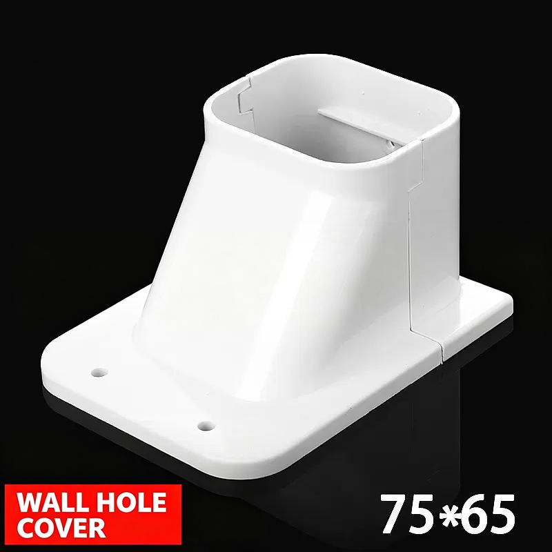 75*65Mm Air Cond Lineset Cover System Pvc White Coupling End Cap Cover Flat Elbow Easy To Install Wall Entry Mouth Air Cond Pipe