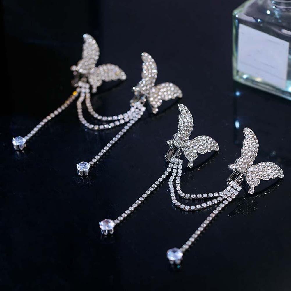 1 Pair Luxury Rhinestone Butterfly Earrings Zinc Zinc Alloy Shiny Temperament Eardrops  Women