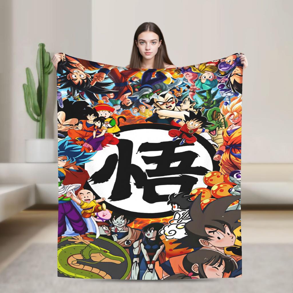 Dragons Balls Blanket Son Goku Warm Novelty Plush Throw Blanket For Kids Adult Outdoor Flannel Bedspread Bed Cover