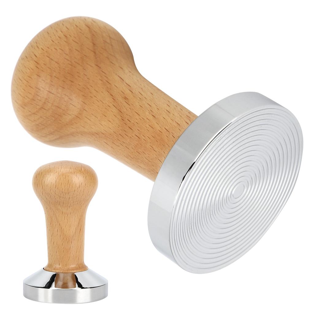 58mm Coffee Tamper Coffee Powder Hand Tamper Press Hammer Coffee Machine AccessoriesWood Color 58mm Thread Base