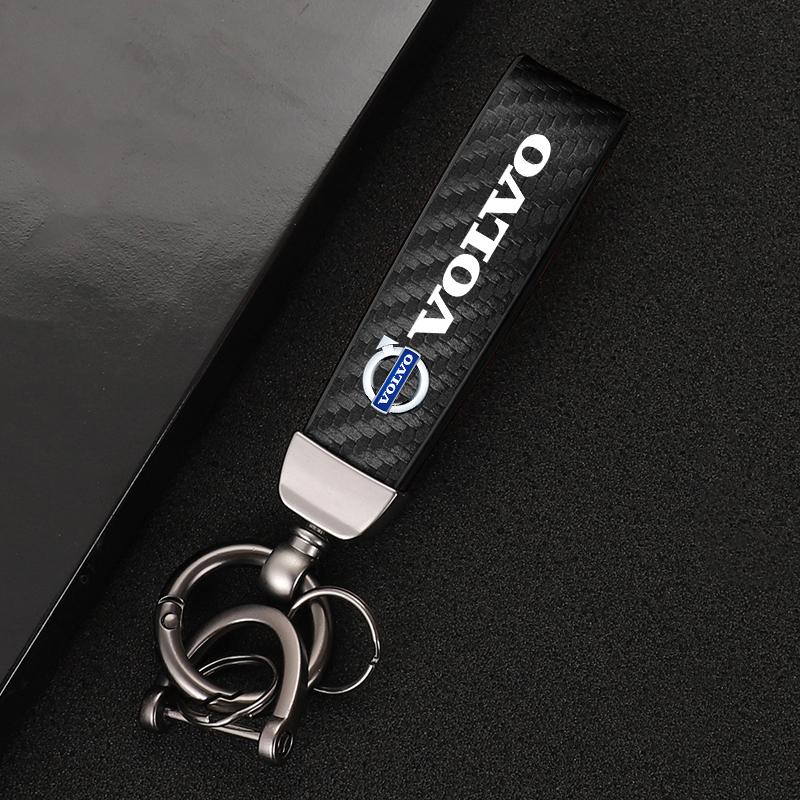 Carbon Fiber Leather Car Keychain Keyring Key Accessories For Volvo Xc60 Xc90 V40 V60 S60 V50 V90 S80 C40 XC40 V70 XC70 C30 C70