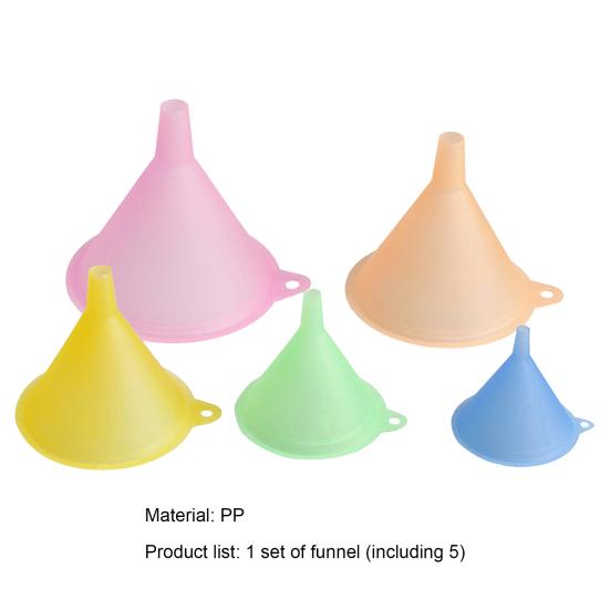 Yousheng 5 stk/sett kjøkkentrakter Kompakte stablebare fargerik påfyllingsflaske trakter for daglig bruk