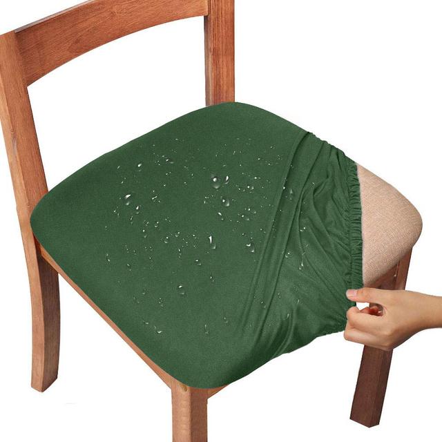 Levivel Waterproof Plain Colour Chair Cover Stretch Jacquard Spandex Seat Cushion Cover Elastic Chair Protector For Dining Room 15 Colors