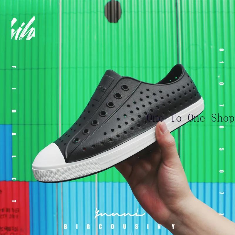 Men's Sandals Casual Outdoor Summer Hole White Shoes Breathable and Non Slip Soft Soled Shoes Canvas Shoes Dance