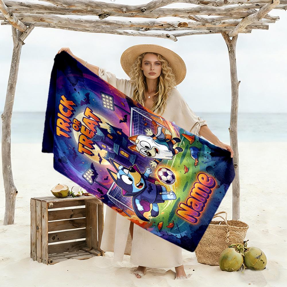 Halloween Night Adventure Personalized Text Beach Towel High Absorbency & Quick-Dry