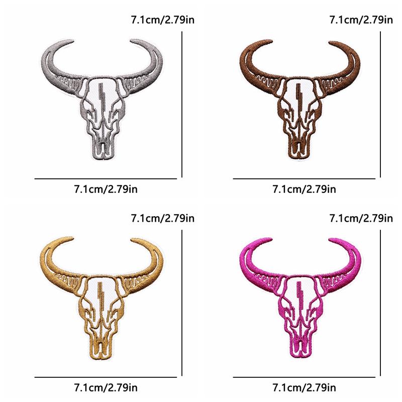10pcs Wholesale Western Cowboys Embroidered Diy Hats Backpack Sewing Badges Greet Cow Head Patch Iron On Patches Stickers 