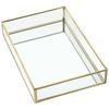 Vasso Decorativo in Vetro Funzionale Oro 7,87*5,5*1,38 Pollici Vassoia in Vetro con Bordo Dorato Vassoio Vintage per Gioielli Bagno