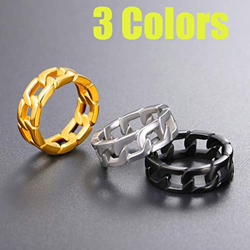 Starry Night Titanium Steel Chain Ring: Trendy Minimalist Hip Hop Style Jewelry