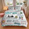 3pcs The Thompson Family Camping Adventure Printed Quilt Set, Includes 1 Quilt Cover and 2 Pillowcases