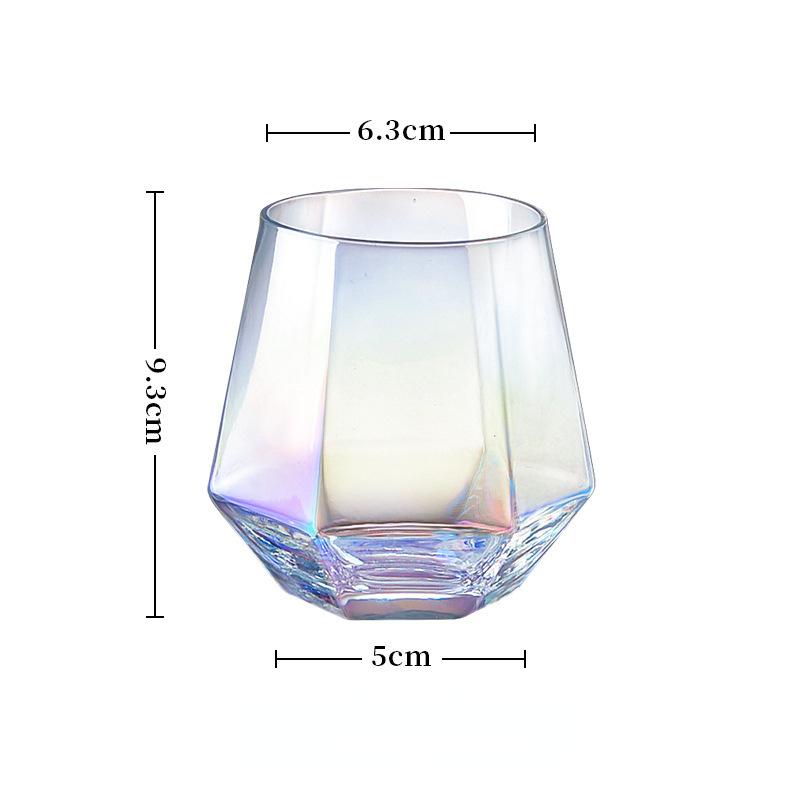 300ml Glas Bunt Sechseckig Transparent Wasserglas Milch Saft Getränkebecher Ausländisches Weinglas für Küche Zuhause Glasbecher Tasse
