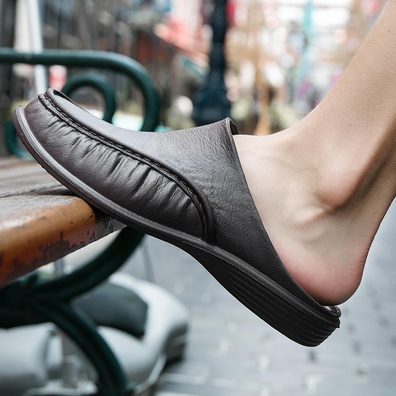 Slippers for Men Fashion Breathable Flat Shoes Casual Sandals Loafers for Men Slip-On Shoes