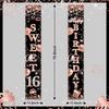 Avezano Sweet 16 Banner Rose Gold Sweet 16 Happy Birthday Porch Signs 16th Birthday Decorations for Girls Sweet Sixteen Year Old Birthday Banner