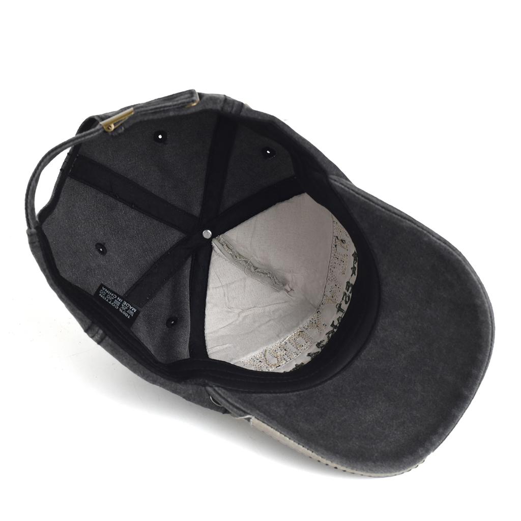 Unisex Vintage Baseball Cap Washed Cotton Black Letter Embroidery Hat for Men Women Casual Outdoor Sports