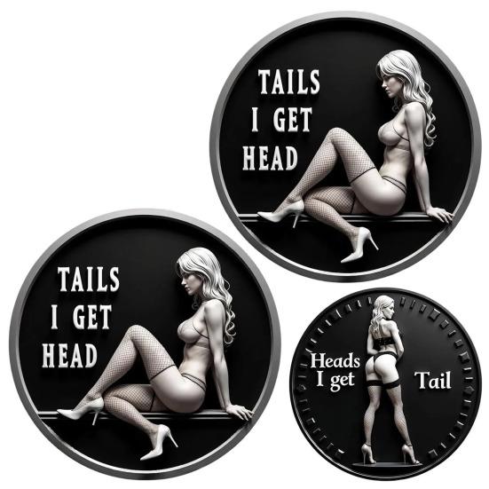 Couple Decision Coin Heads I Get Tail Tails I Get Head Decision Coin Adult Challenge Token Cheeky Decision Coin Prank Gifts for Men Women Date Night