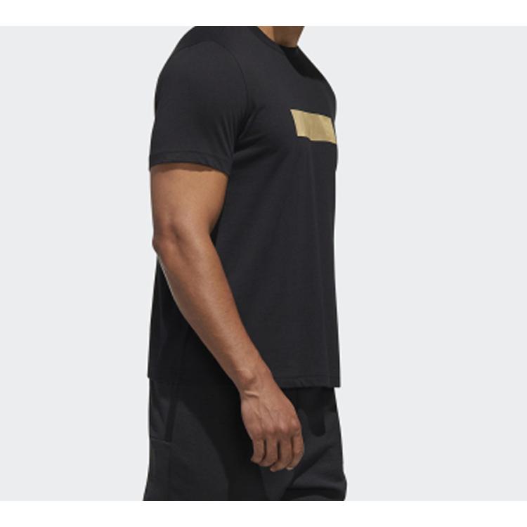 adidas T Shirts Men's Black Crew Neck Moderate Straight Fit GH4416