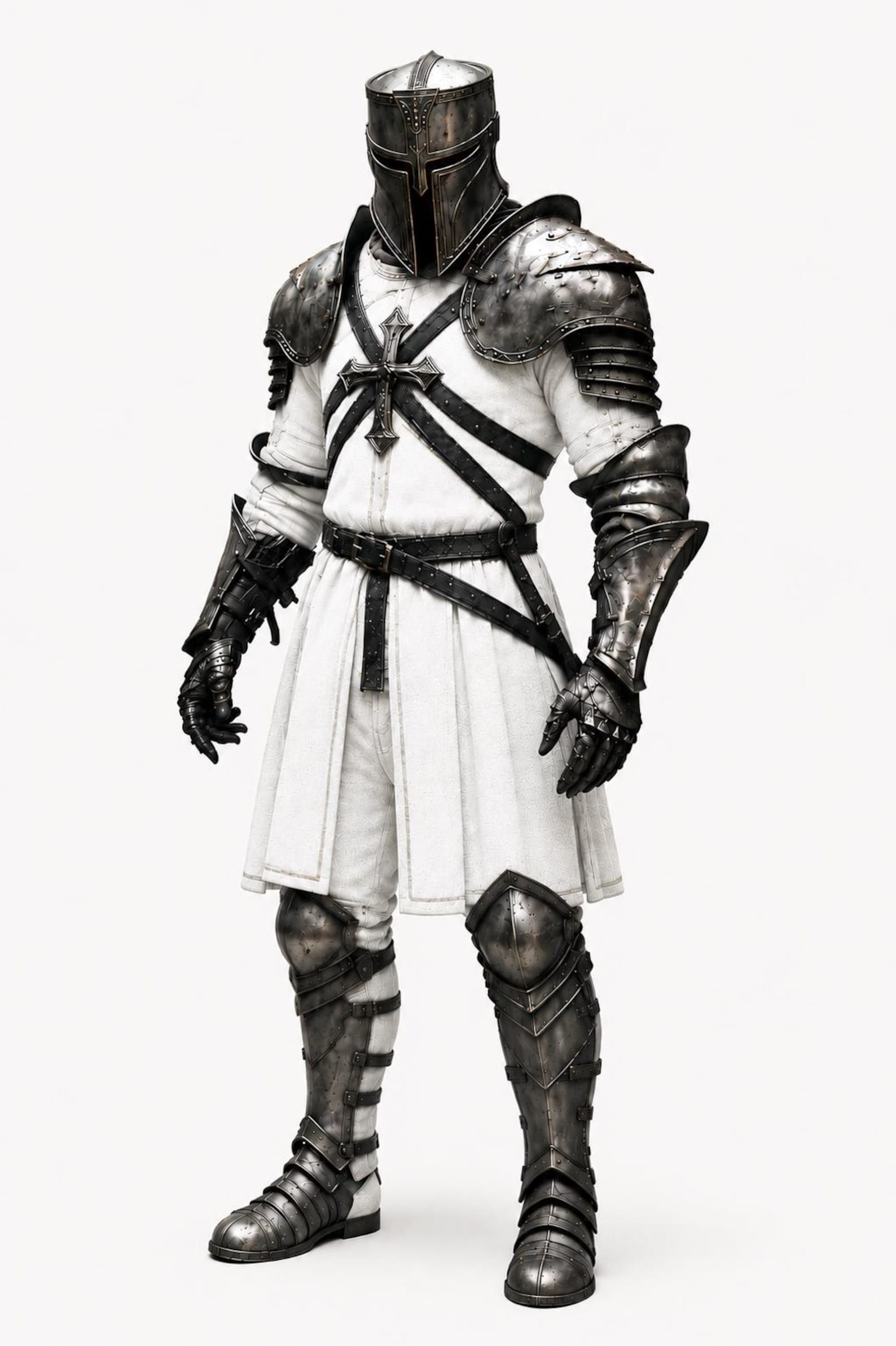 Handmade Templar Knight Armor Outfit Medieval Crusader Full Plate Steel Suit for LARP Cosplay