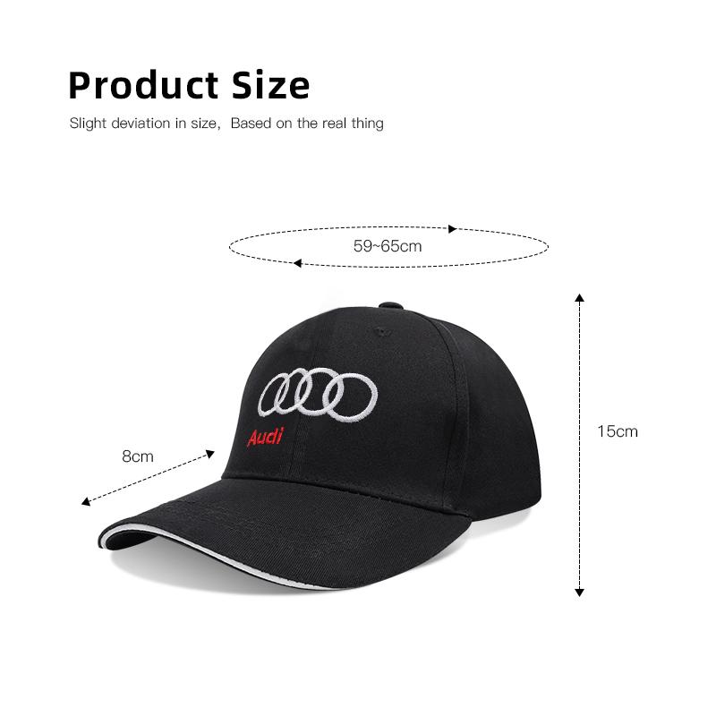 2026 Hot For Audi Car Emblem Embroidery Snapback Baseball Cap Spring And Autumn Outdoor Sports Adjustable Casual Hats Sunscreen Hat