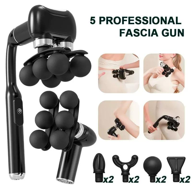 6-Heads Handhel Fascia Gun High Frequency Vibration Body Massage Gun Neck Shoulder Waist Back Handle Massager Fascia Masajeador