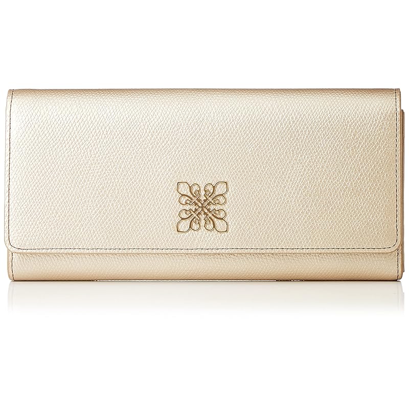

[Patrick Cox] Cover long wallet [Quartet line] Domestic cowhide Lily-shaped brooch with metal fittings Adult cute Embossed Hard to get hurt simple