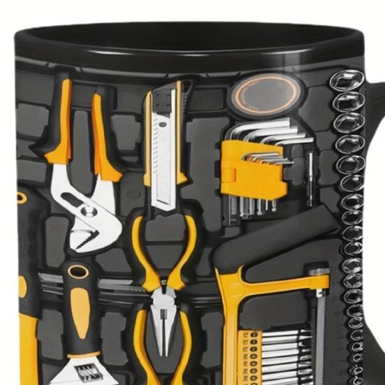 Mechanic Toolbox Coffee Mug Funny Ceramic Toolbox Pattern Cup Birthday Christmas Thanksgiving Gift for Husband Dad
