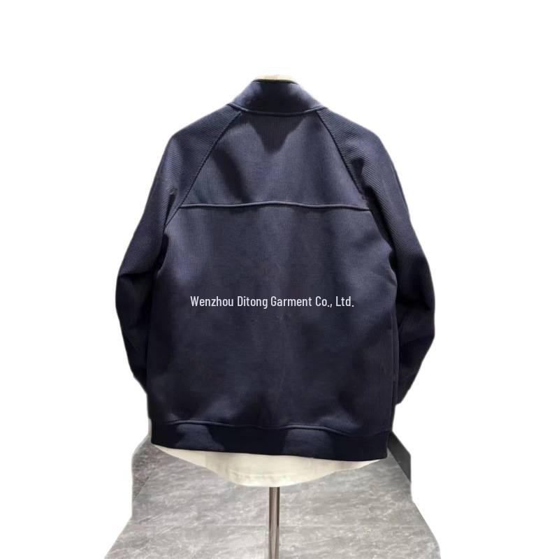 Herrhöstmode Ståkrage Jacka - Lätt Lyxig, Mångsidig, Snygg Enfärgad med Dragkedja