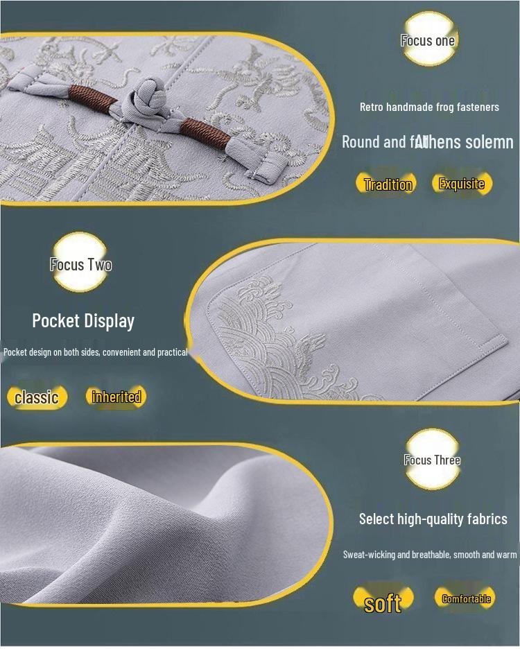 Men's Chinese Style Ice Silk Tang Suit: Two-Piece Summer Set with Short Sleeves and Long Pants for Middle-Aged and Elderly