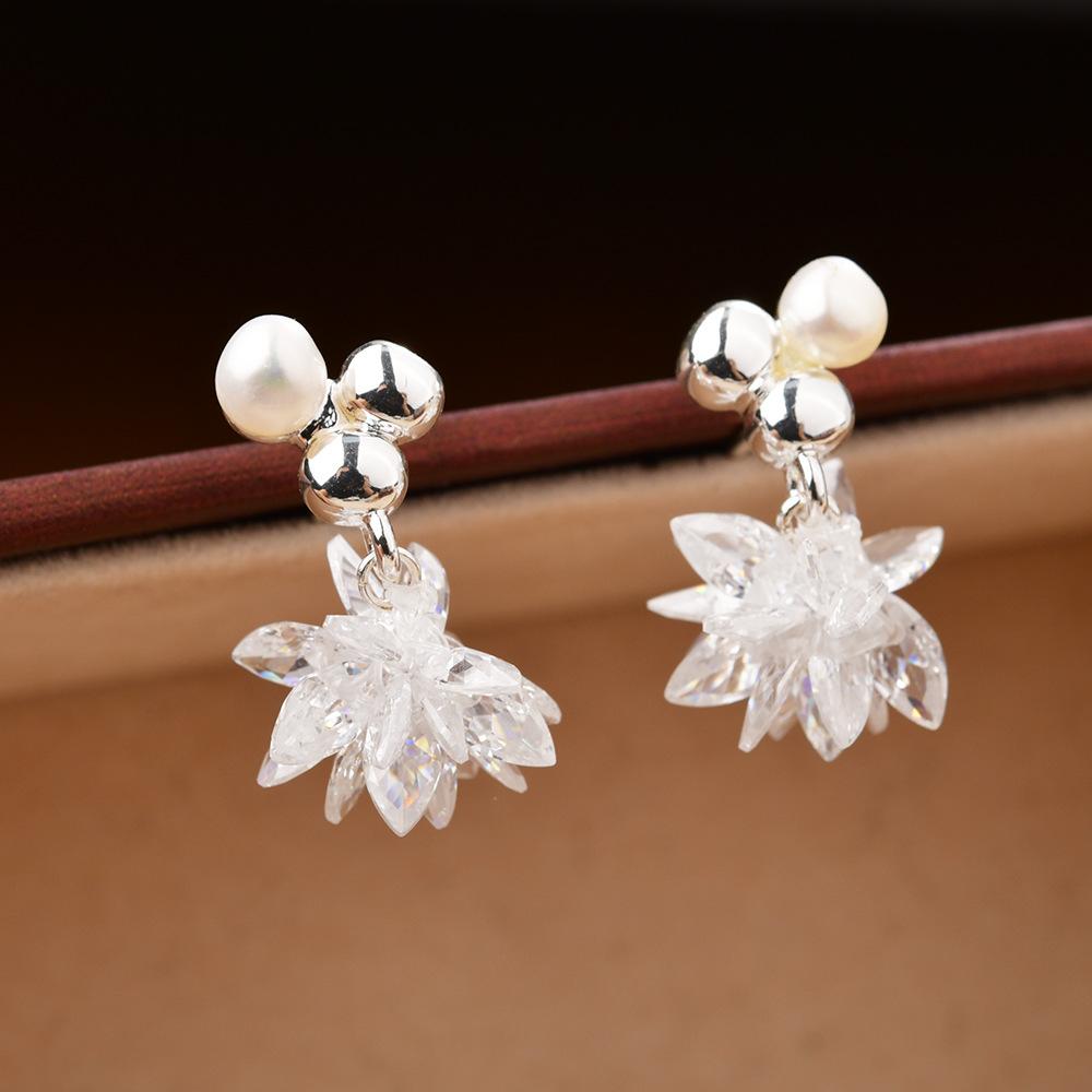 

Summer Crystal Flower Drop Earrings, Dainty Colorful Fashion Stud Jewelry