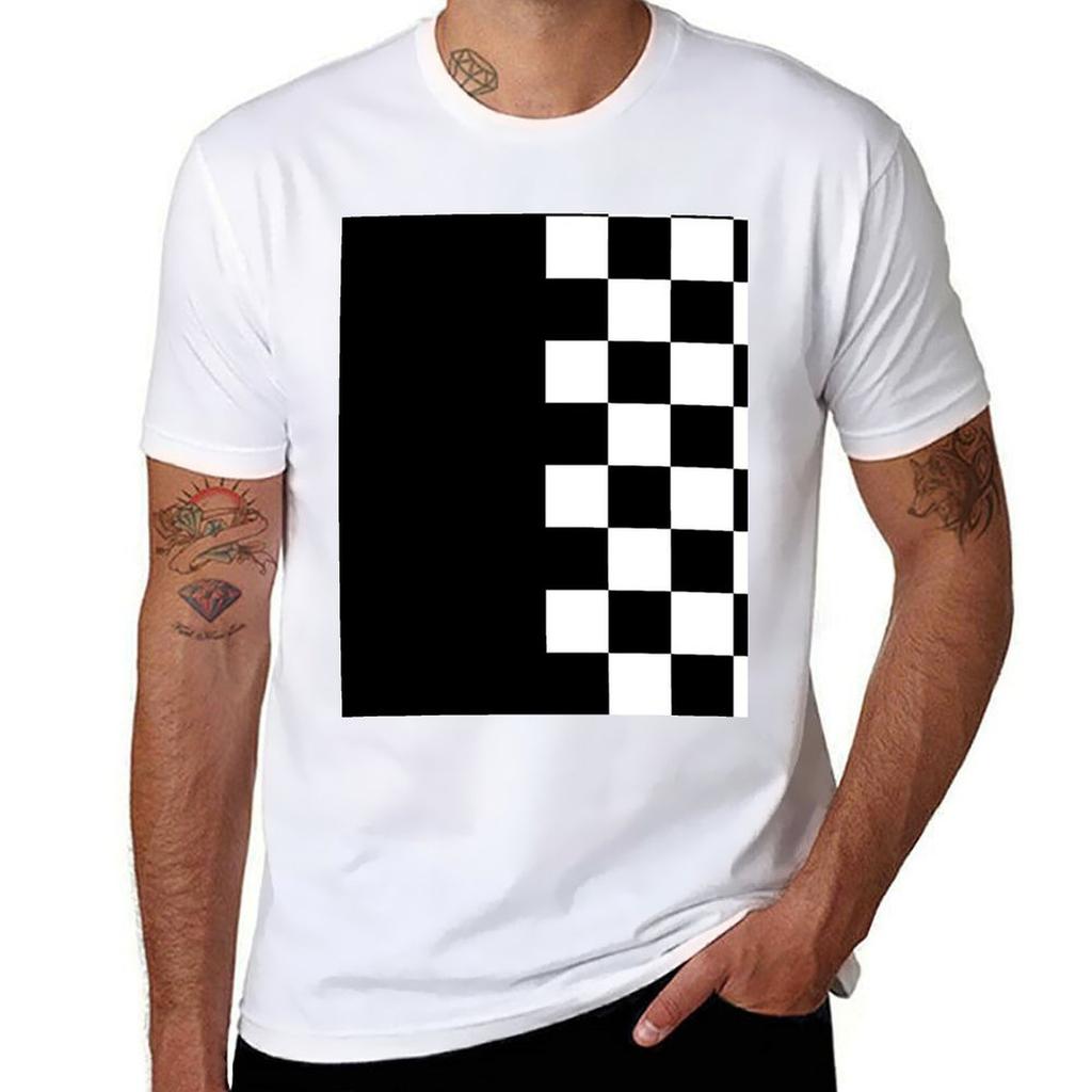 Check Stripe Black Tshirt Casual Minimalist Short Sleeve Top