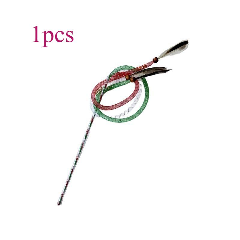 

1pcs/3pcs Feather Elastic Mesh Tube Cat Toy Teaser Stick Pet Toy