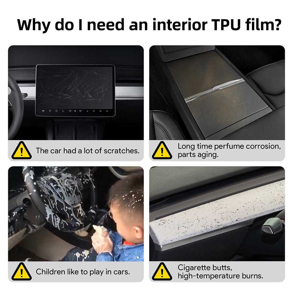 TPU Interior Protective Film For Tesla Model Y Juniper Juniper 2025 2026-UP Navigation Screen Anti-Scratch Sticker Accessories