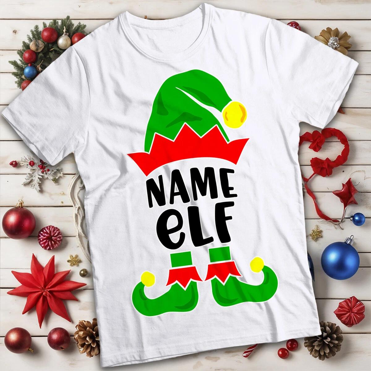Personalised Mens and Womens Elf Green and Red Christmas T-Shirt Tee #MC XL