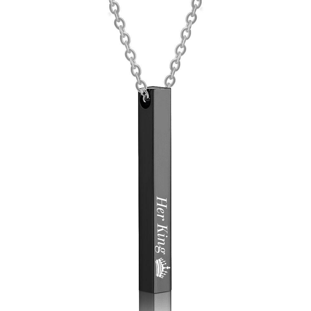 Personalized Couple Pendant: Her King & His Queen Crown Titanium Steel Necklace