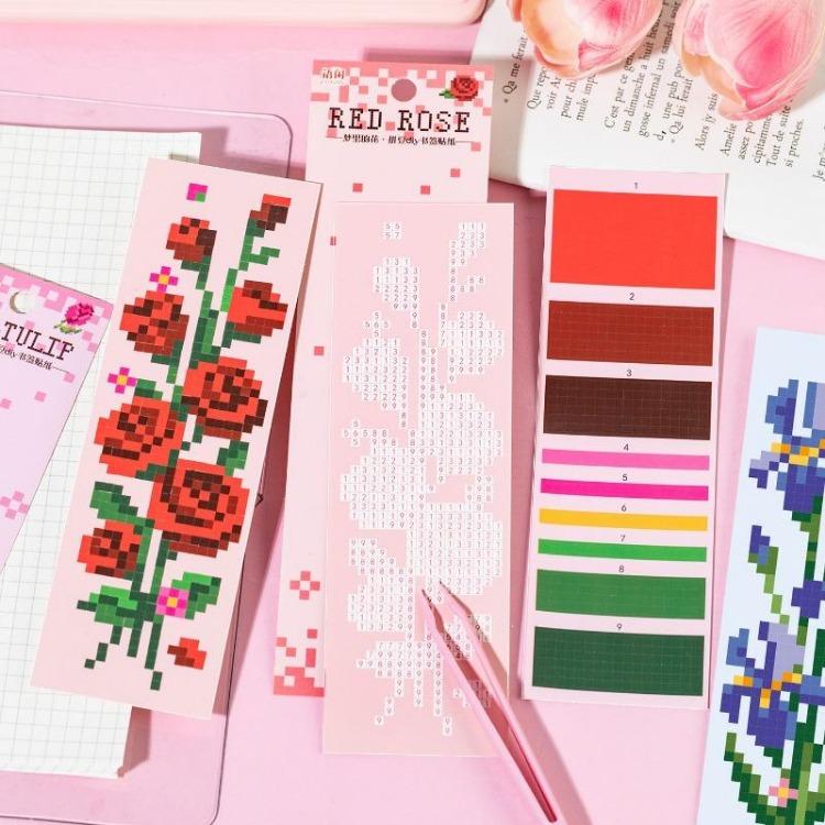 Mosaic Sticker Self-made Bookmarks Jigsaw Color Square Stress-relieving Game Children's Intelligence Enlightenment DIY Stickers