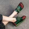 Johnature Chaussures à lacets rétro en cuir véritable polyvalentes, couleurs mélangées, semelle souple, chaussures confortables pour femmes