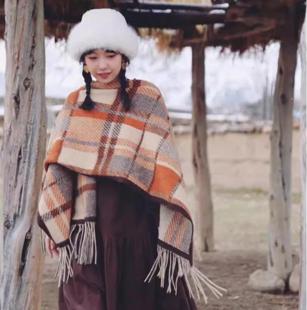 

Кисточка накидка куртка женская шаль шарф дорожный шарф для улицы 130 оранжевый