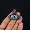 Evil Eye Pendant, 999 Copper Wire Wrapped Gemstone Jewelry, Handmade Pendant, For Mother Day