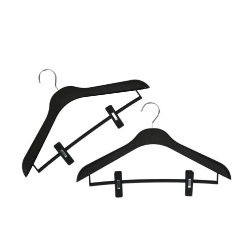 Sawafuji Formal Capella B2P Clothes Hanger, Black, 420mm Wide, Set of 2, for Neat Storage, Clothes Storage, Clips, Fits Skirts, Pants, and Trousers, P
