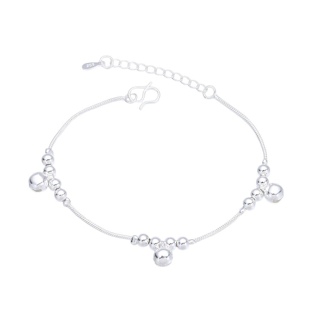 Simple Fashion Jewelry Silver Plated Chain Foot Anklet Bells Bead Ankle Bracelet